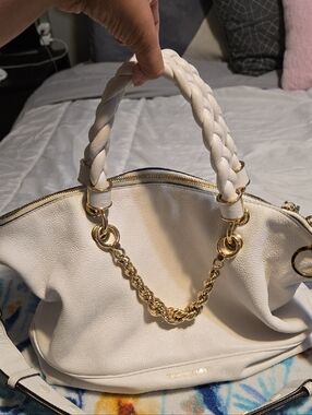 Michael Kors Cream Braided-Handle Satchel